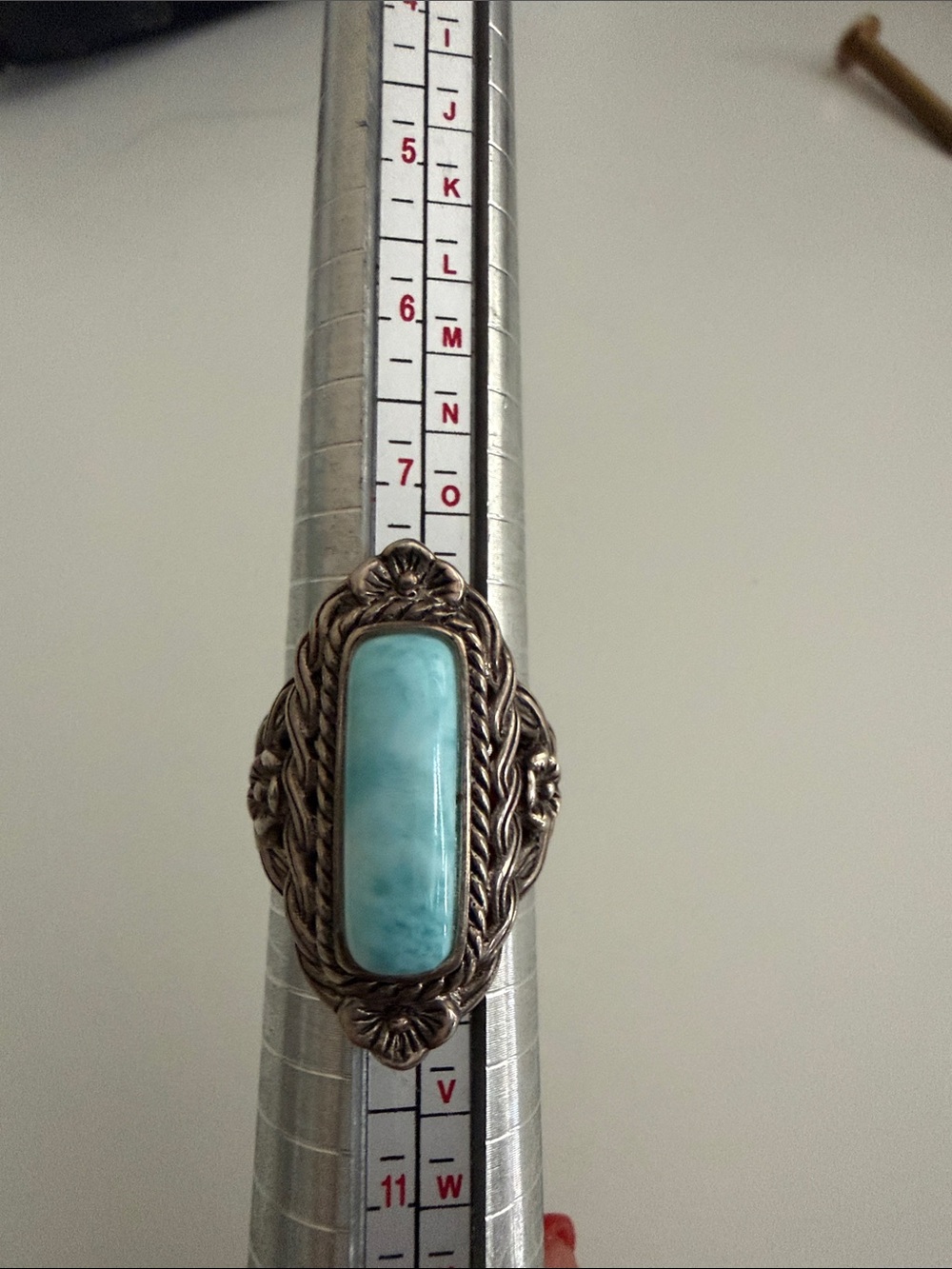 925. Sterling Silver Larimar Statement Ring -